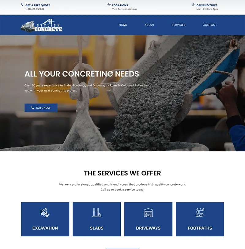 A1 Stylish Concrete Website Design A1 Stylish Concrete