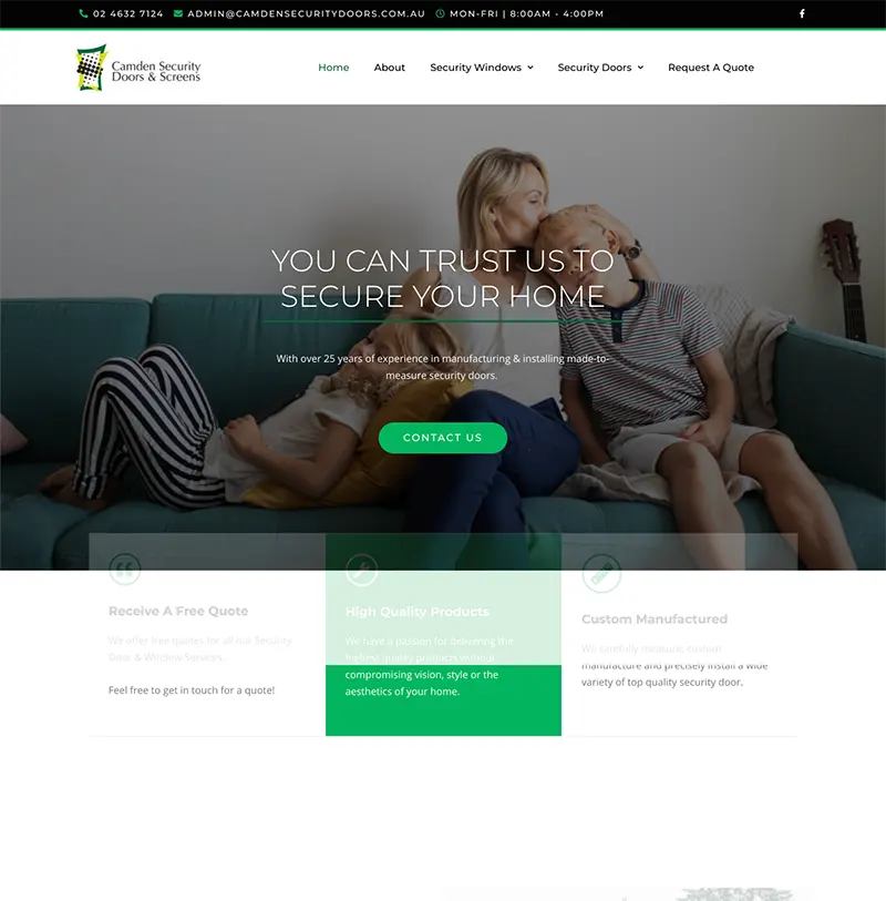 Camden Security Doors Website Design Camden Security Doors