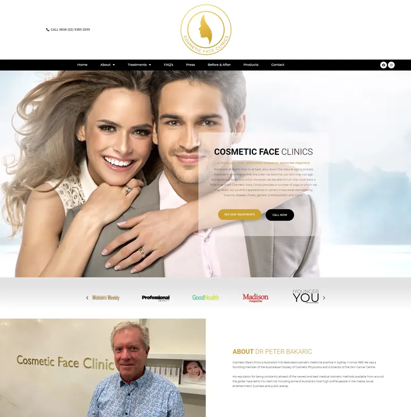Cosmetic Face Clinics Website Design Cosmetic Face Clinics