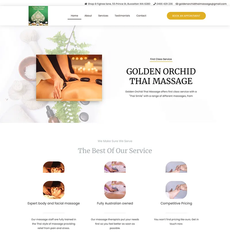 Golden Orchid Thai Massage Website Design Golden Orchid Thai Massage