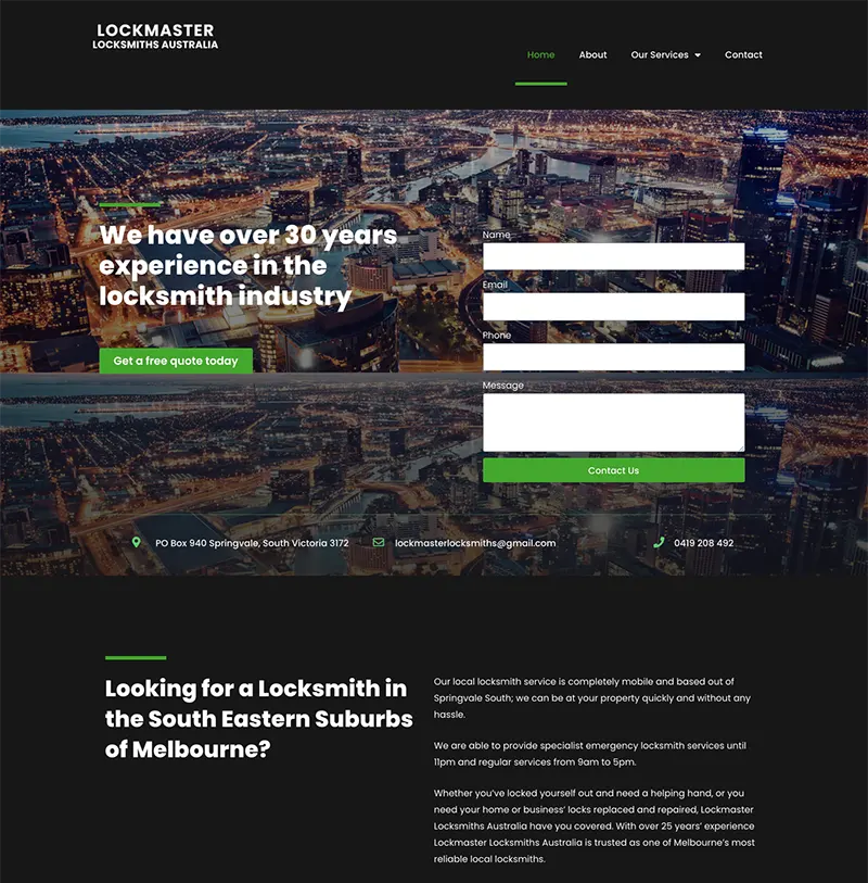 Lockmaster Locksmith Website Design Lockmaster Locksmith