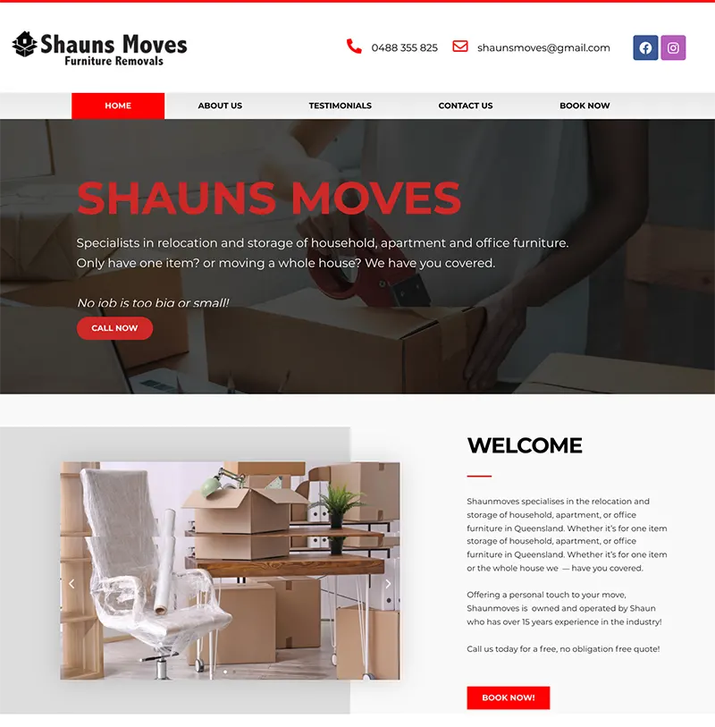 Shauns Moves Website Design Shauns Moves