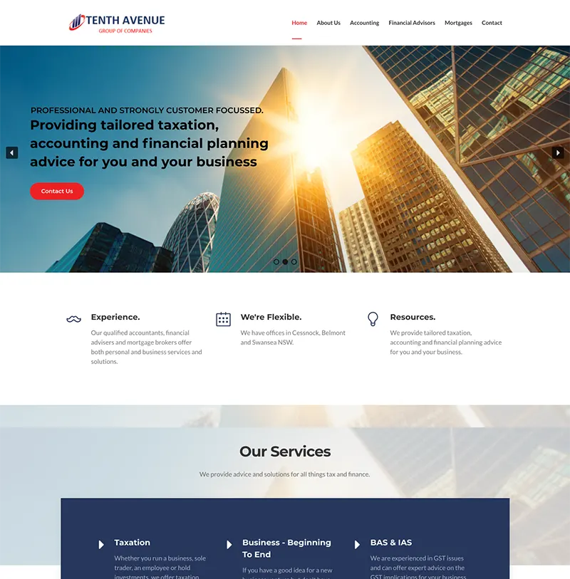Tenth Avenue Accountants Website Design Tenth Avenue Accountants