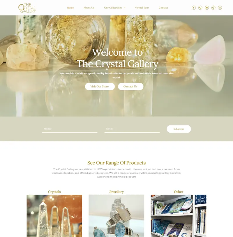The Crystal Gallery Website Design The Crystal Gallery
